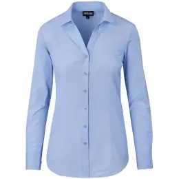 Ladies Long Sleeve Northampton Shirt Sky Blue Front